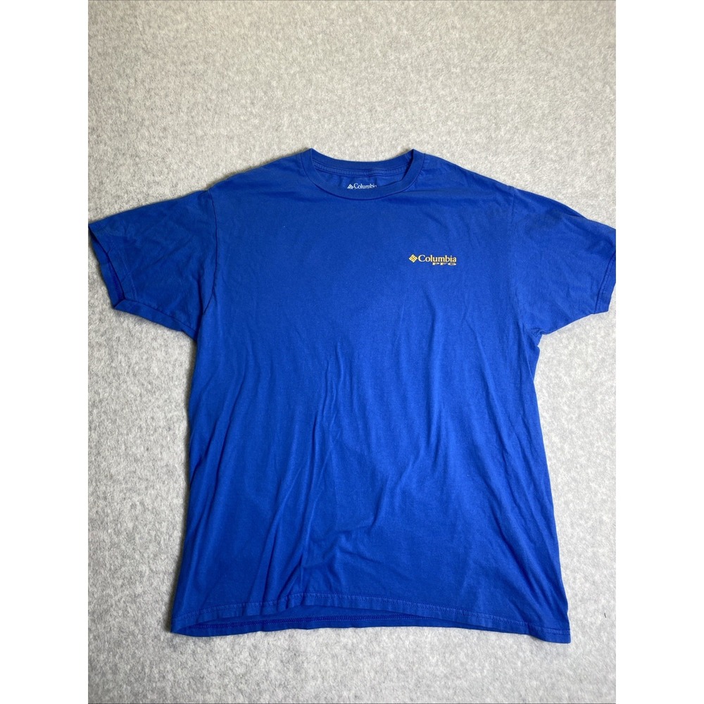 Columbia PFG Mens Large Blue Short Sleeve Cotton Fishing Graphic T-Shirt L